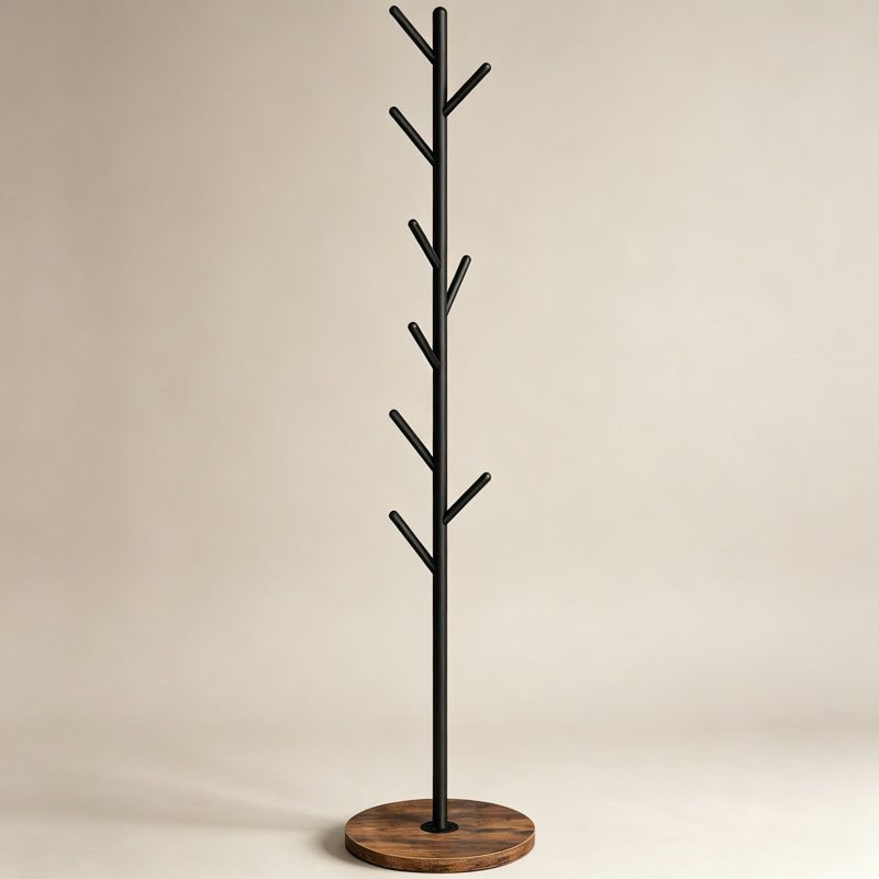 Iron Freestanding 9 - Hook, Rustic Brown + Black