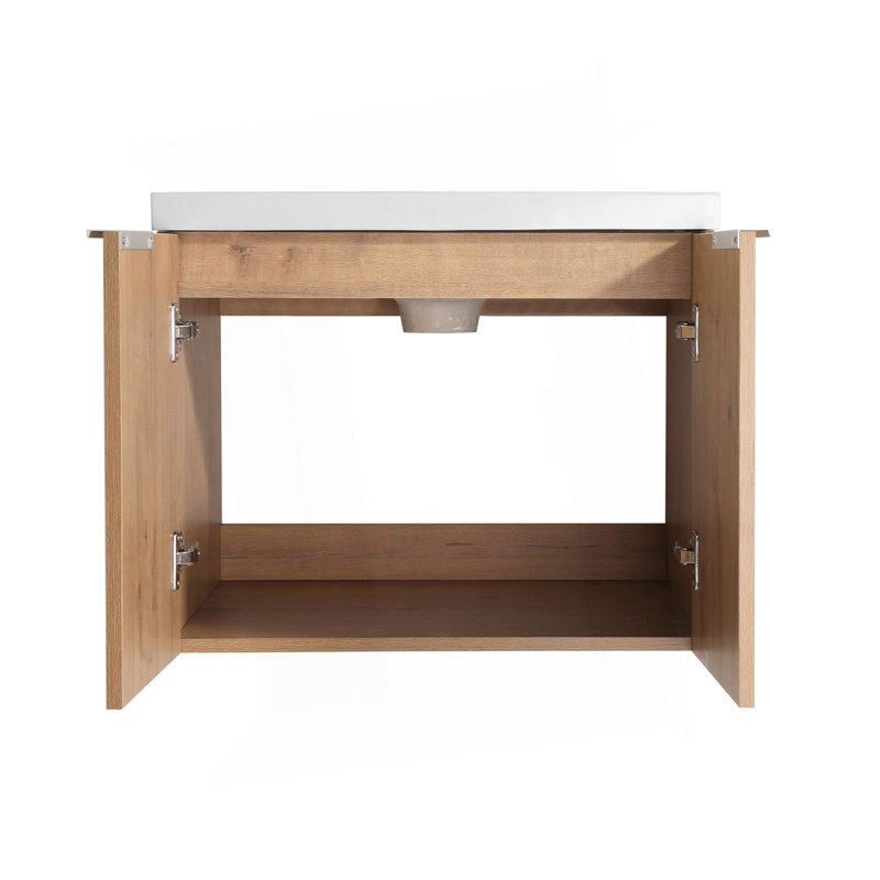 Meuble-lavabo mural 60 po avec lavabo et armoire latérale 60 po