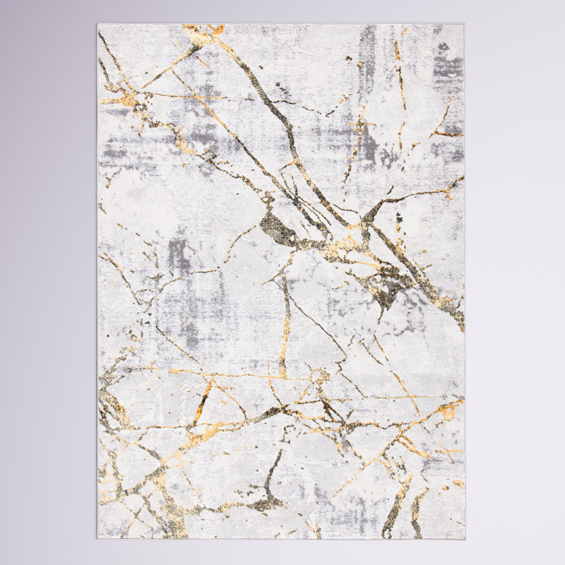 Tapis gris / doré Canipe, Rectangulaire 4 pi 5 po x 6 pi 5 po