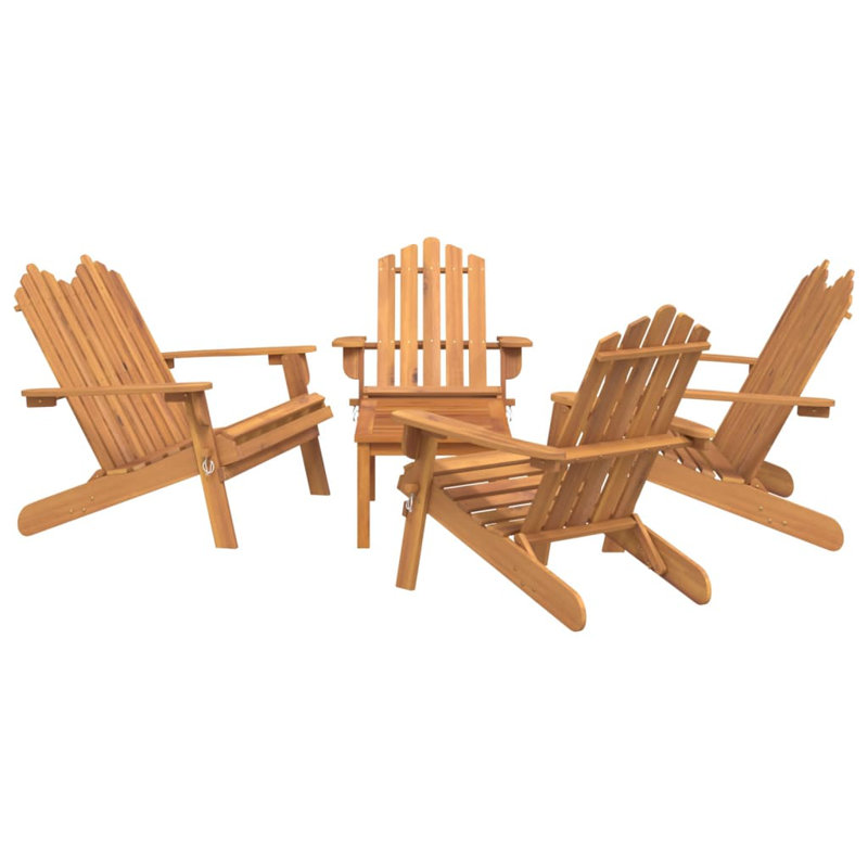 Acacia Foldable Outdoor Adirondack Set, Brown