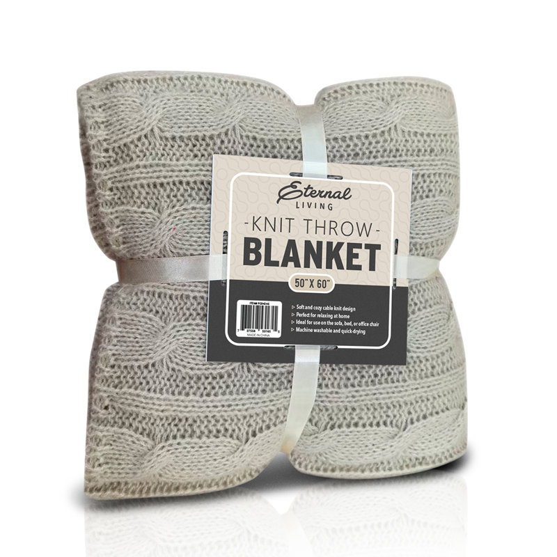 Cable Knitted Blanket Beige 50 X 60"