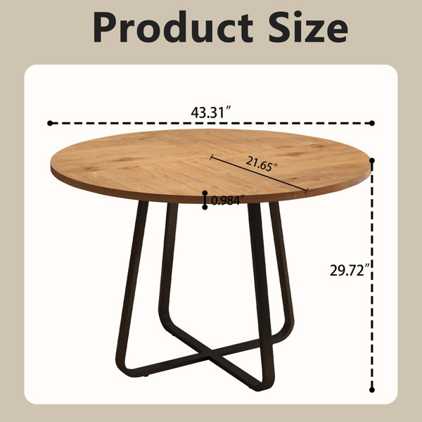 Ivy Bronx 43.3" Round Dining Table For 4-6, Modern Kitchen Table With ...