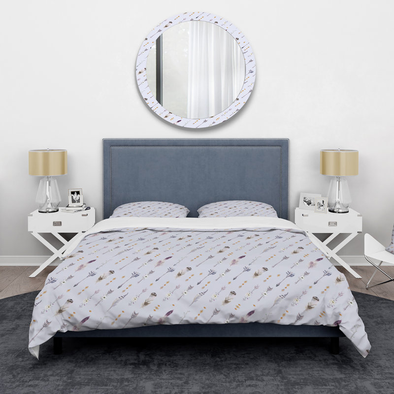 Boho Feathers And Arrows - Ensemble de housse de couette bohémien - Microfibre de polyester, Mauve