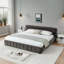 Lit tapissier très grand californien, base de lit tapissier confortable, tissu chenille, avec tête de lit et base de lit solide. Avec tiroir pour le rangement - Gris foncé (90,5 po x 80,5 po x 31 po)
