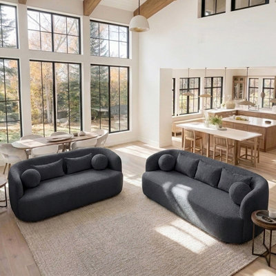 2-piece Boucle Upholstered Living Room Set With Loveseat And Sofa