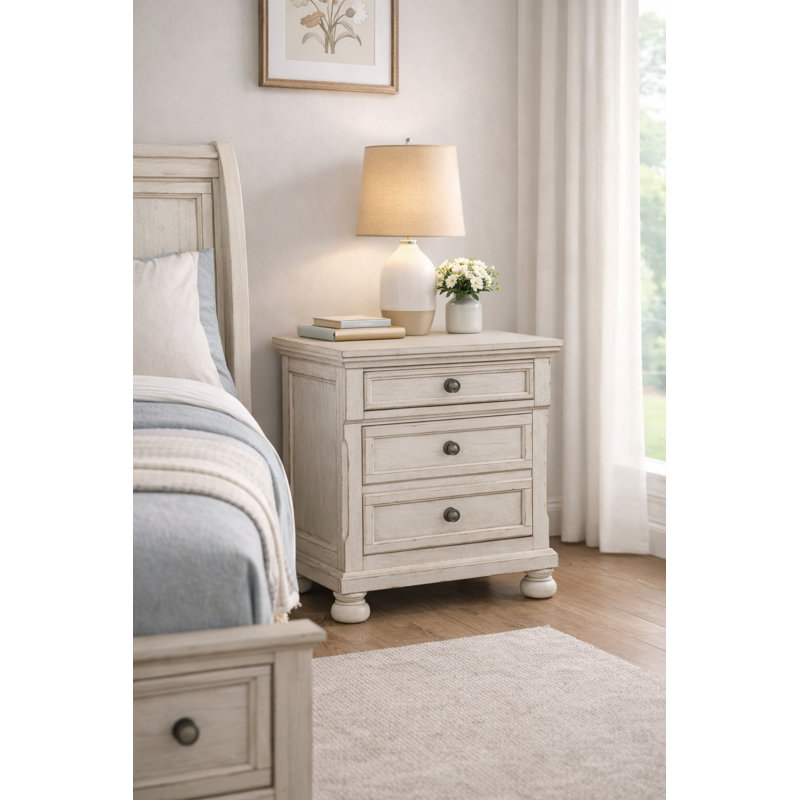 Table de chevet 28 po Corabella, Blanc antique