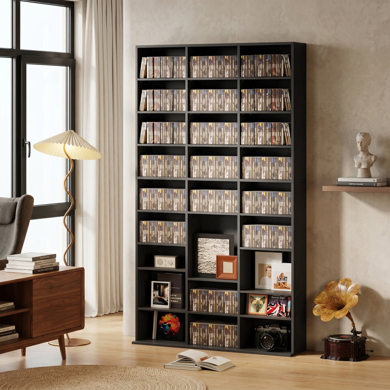 175 cm H Media Shelves, Black