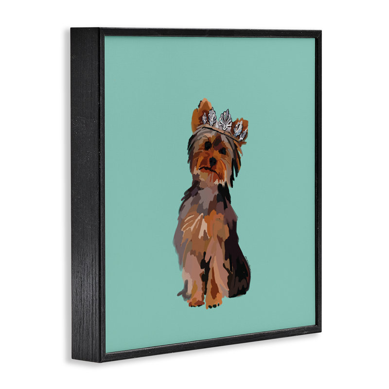 Terrier avec couronne, estampe numérique par Amelia Noyes, H 12 po x l 12 po, Giclée encadrée noir minuit