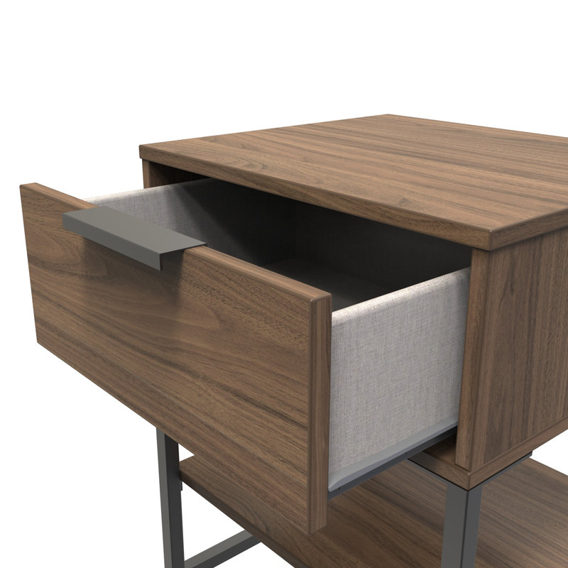 Bibek 58cm W Manufactured Wood Bedside Table, Carini Walnut