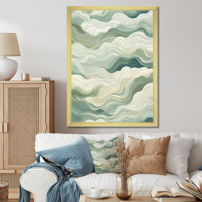 Green Line Art Nature Inspired Patterns - Abstract Canvas Art Print