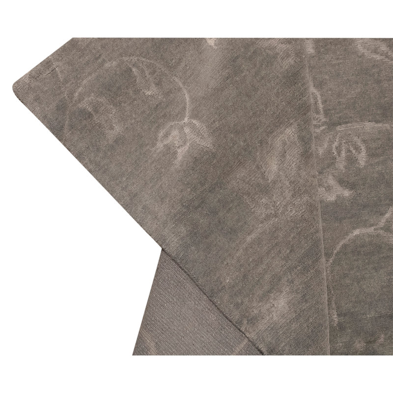 Tapis gris noué à la main de qualité unique en son genre