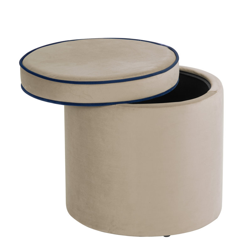 Ava 18" Velvet Storage Ottoman, Tan Velvet