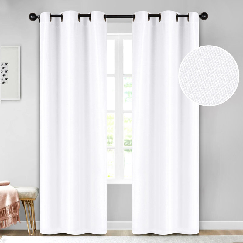 Polyester Thermal Insulated Room Darkening Curtain Panels, 42" W x 96" L, Snow White