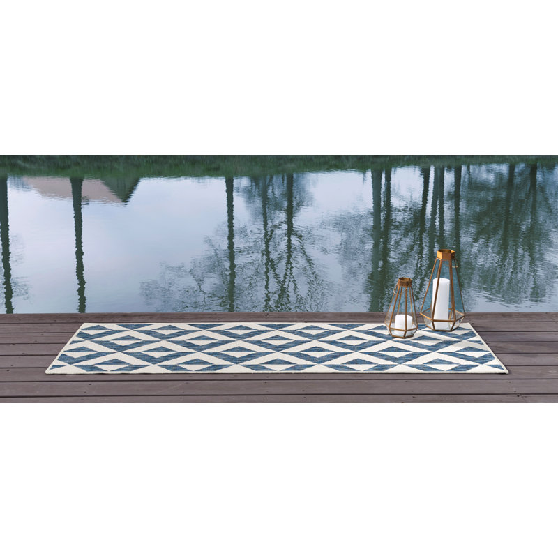 Geometric Indoor / Outdoor Area Rug, Runner 61 x 244cm