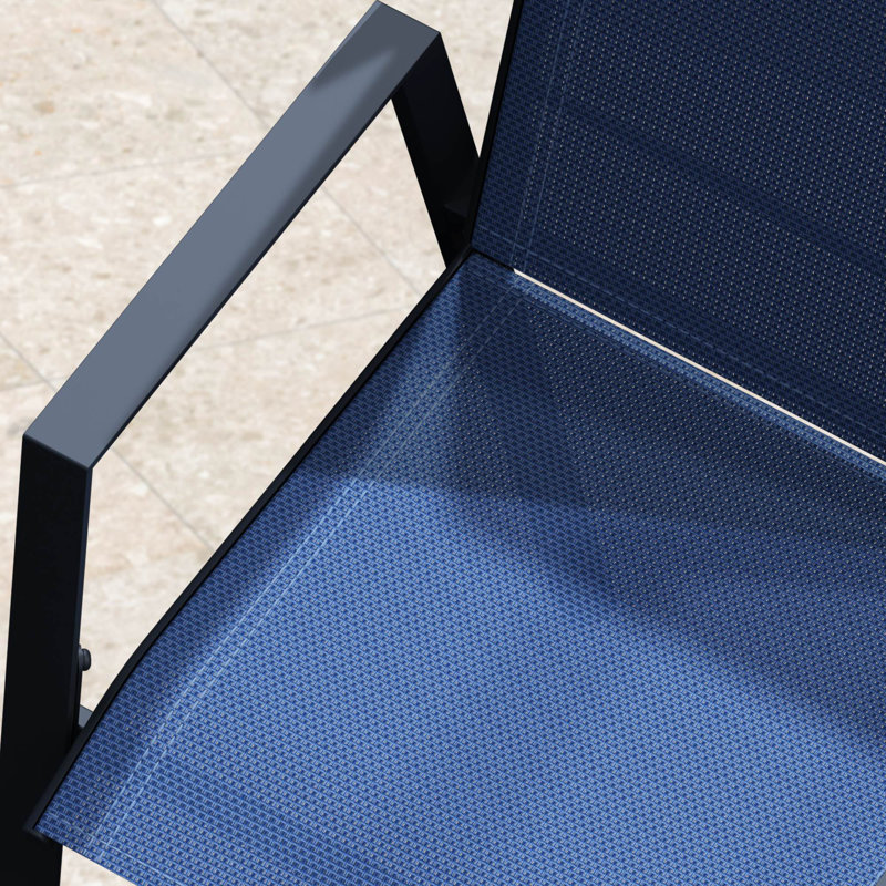 Outdoor Metal Dining Chairs, Patio Stacking Chairs with Durable Metal Frame and Backrest for Outdoor Dining, Blue