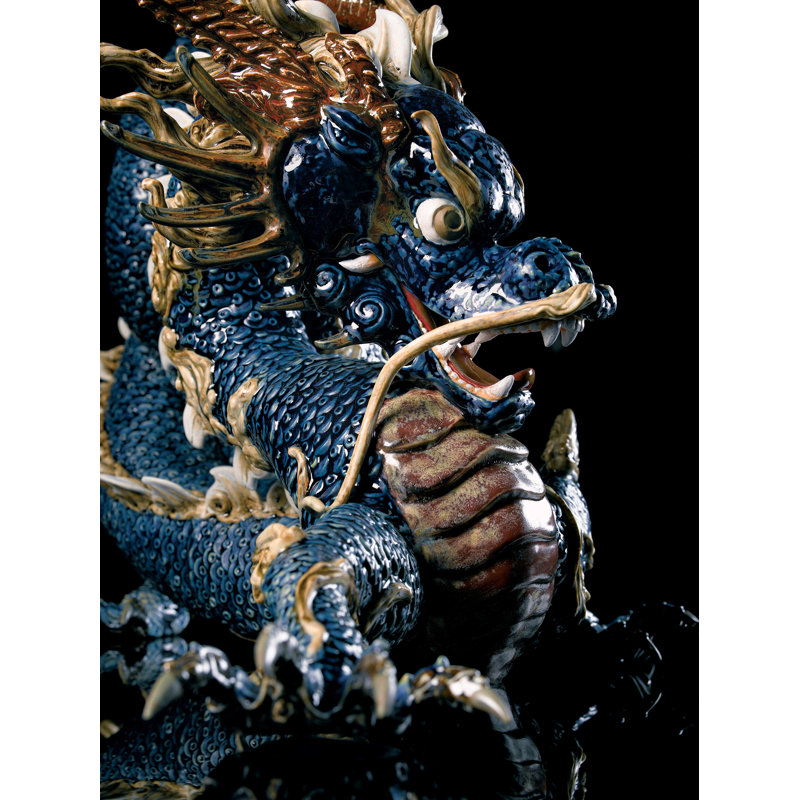 Great Dragon Sculpture, Blue Enamel