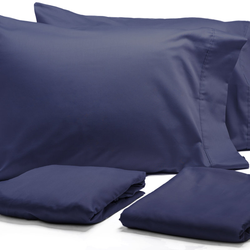 Ensemble de draps en percale 100% coton à densité de tissage 300 fils Harwood, Brume bleu