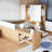 Full Size Platform Bed With 6 Drawers, Semi - Enclosed Pinewood Design, Side Shelves For Keeping Room Tidy, Desk Mobile Charging, Wardrobe Open Hanging And Closed Compartment Natural Frame, 4-1961313148