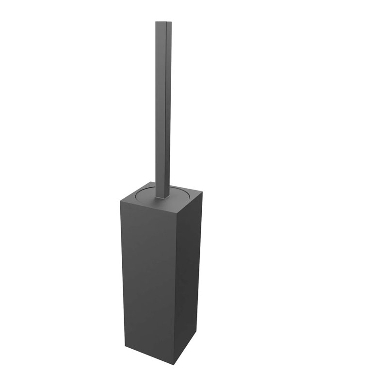 Volkano Fire Metal Toilet Brush And Holder, Matte Black
