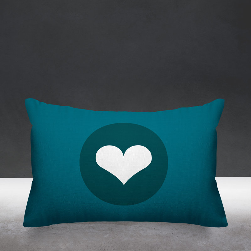 Housse et insert de coussin rectangulaire Sweet Heart, Turquoise