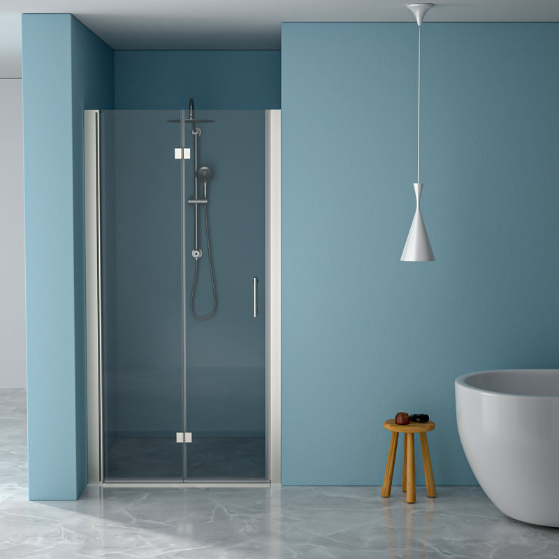 30"W X 72"H Fold Frameless Shower Door With Tempered Glass, 1/4 Inch (6 Mm), Brushed Nickel