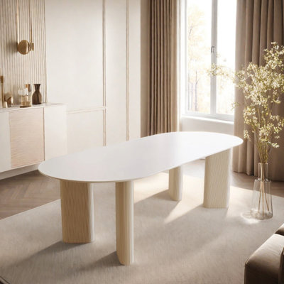 Durable Oval Rock Salb Metal Dining Table