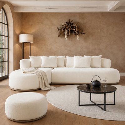 Upholstered 135 " Polyester L-Shaped Sectional