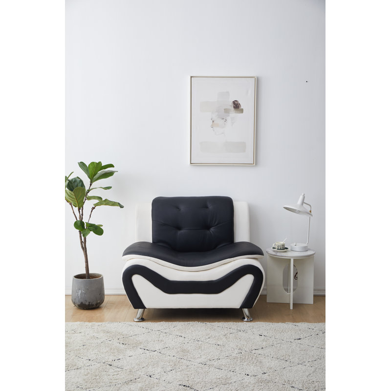 Fauteuil club Adrin, Similicuir noir / blanc
