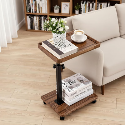 C Table End Table Adjustable Height,C Shaped End For Couch,Snack Tables,360°Swivel TV Tray Sofa Table,Tables That Slide Under,Coffee Sidetable For Bed