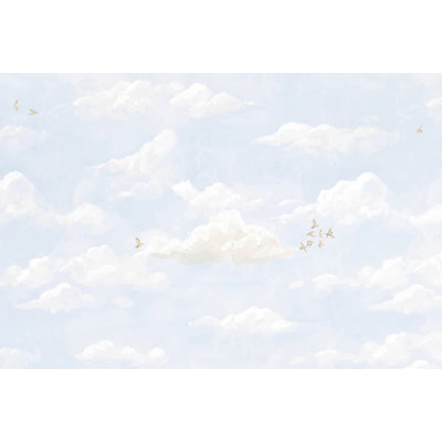 Papier peint ciel, nuages, oiseaux amovibles, décoration murale