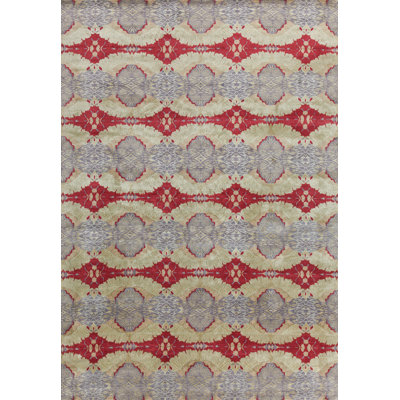 Orion Geometric Area Rug in Red/Pewter/Khaki