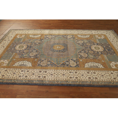 Tapis oriental géométrique en laine Kazak 7 x 10
