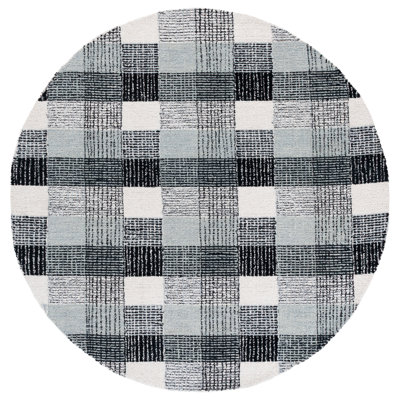 Genre Hand Tufted Wool;Cotton Plaid Rug