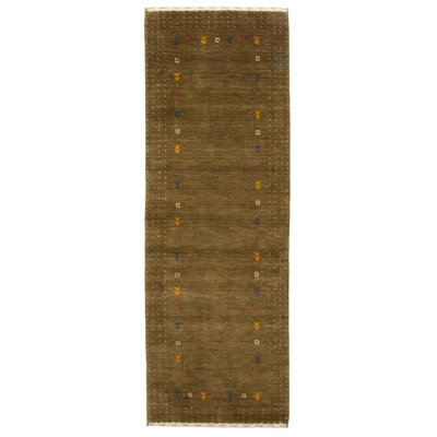 Tapis vert Indo Gabbeh 2 pi 8 po x 7 pi 10 po