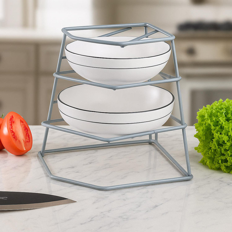 4 Tier Corner Plate Rack For Kitchen Cupboard – Heavy Duty Space-Saving Dish Rack Shelf Stand | Compact Storage Organiser For Plates, Bowls & Dishes (Grey)