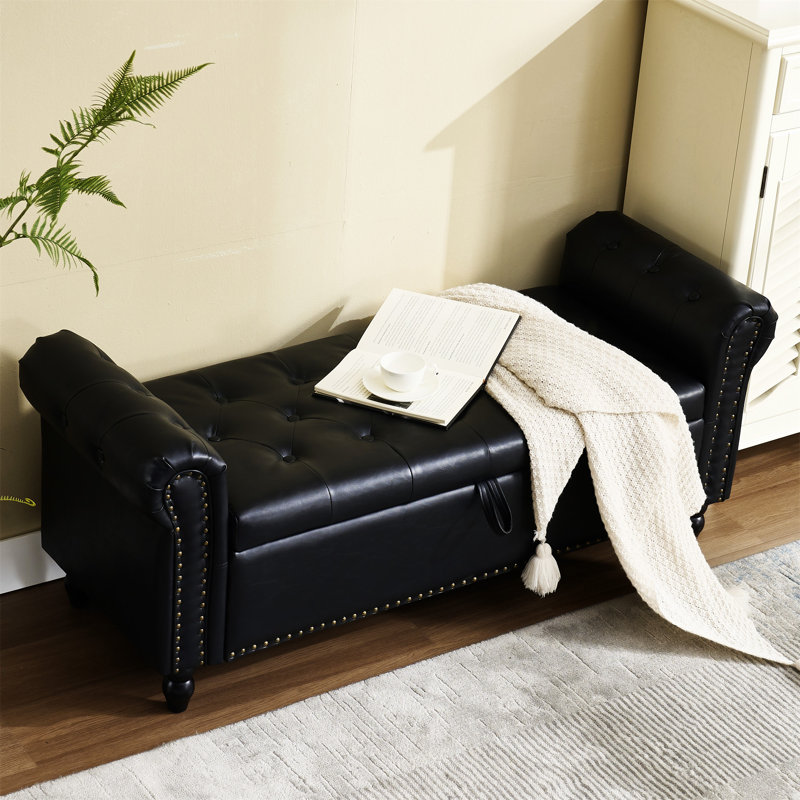 Repose-pieds avec rangement Coolmore 55,25 pouces, Noir, noir, noir, noir