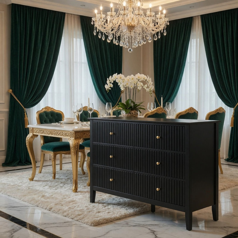 Commodes décoratives avec 6 tiroirs, Black