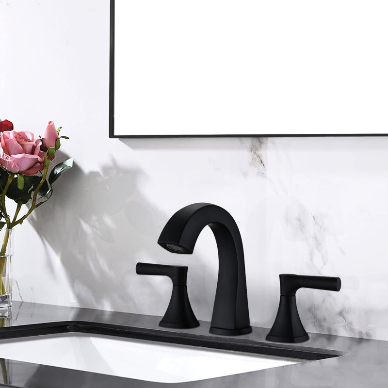 Robinet pour salle de bain à 2 poignées - Robinet pour salle de bain à 3 trous avec passe-partout noir, Noir mat