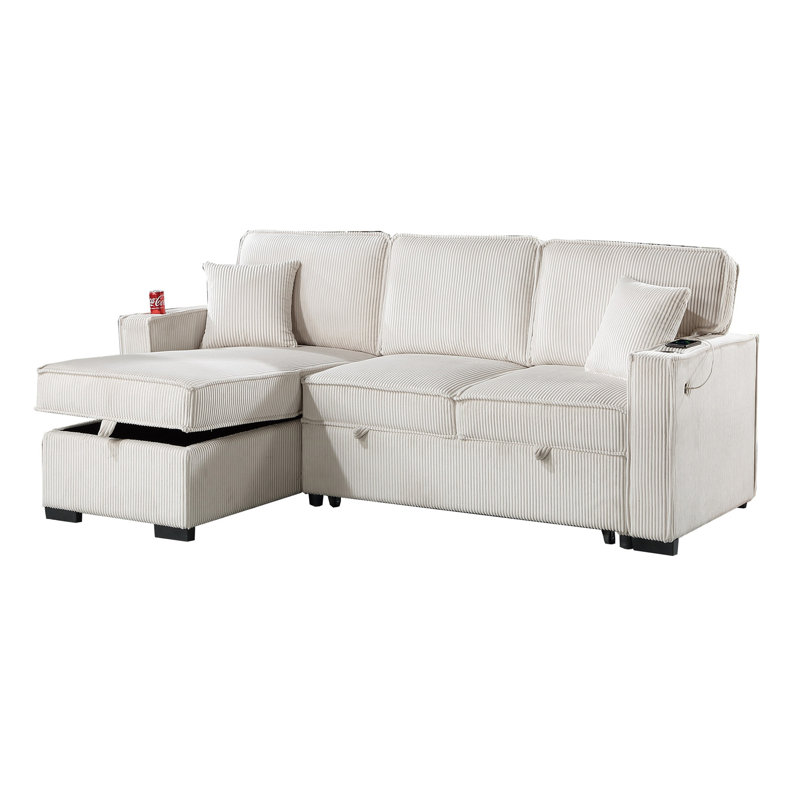 Ensemble de canapé convertible modulaire en velours côtelé réversible avec rangement pour canapé et canapé-lit 2 pièces