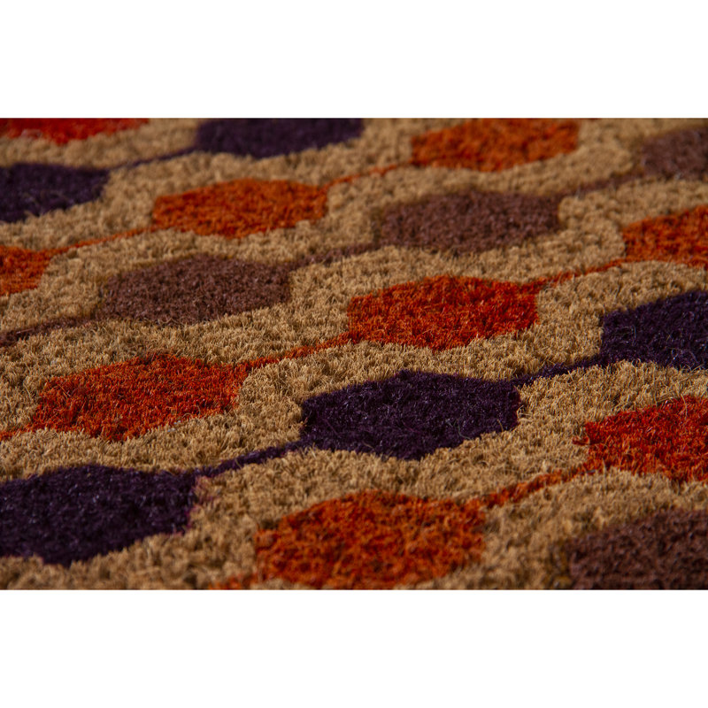 Handwoven Brown and Orange Coir Outdoor Fall Doormat
