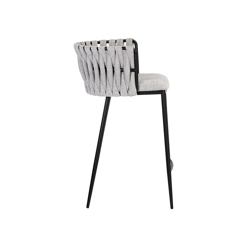 Sarai Upholstered Stool with Metal Frame, Light Gray , Counter Stool (26” Seat Height)