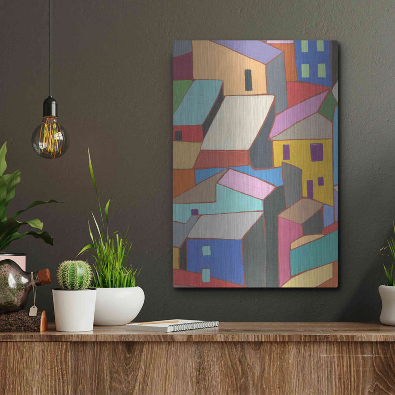 «Rooftops in Color II» par Nikki Galapon, art mural en métal, H 16 po x l 12 po