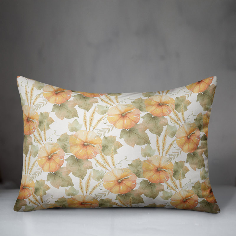  Watercolor Pumpkin Rectangular Pillow Cover & Insert