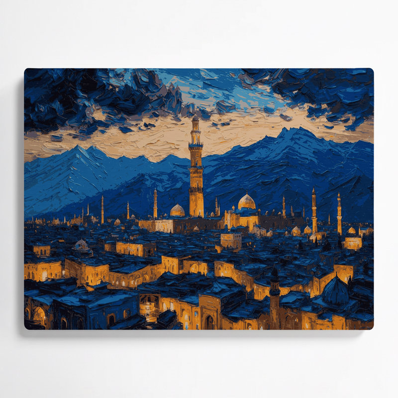 Cities Tehran Iran Blue Metal Wall Art, 11" H x 14" W