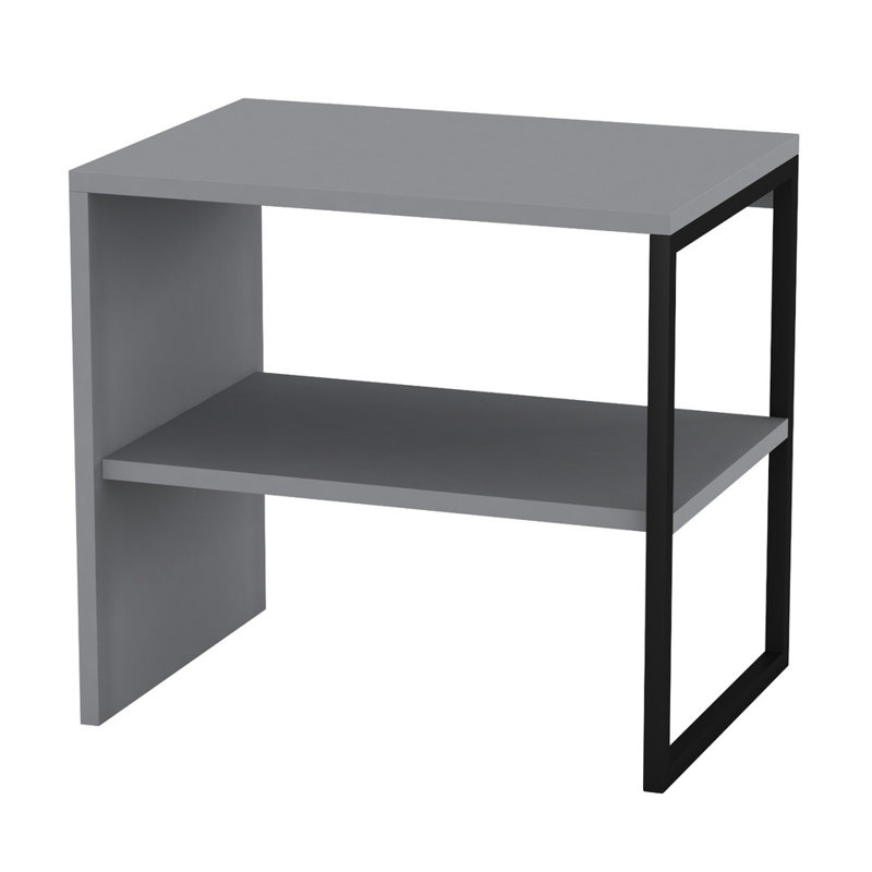 Rahki 40cm W Steel Bedside Table, Grey, Individual