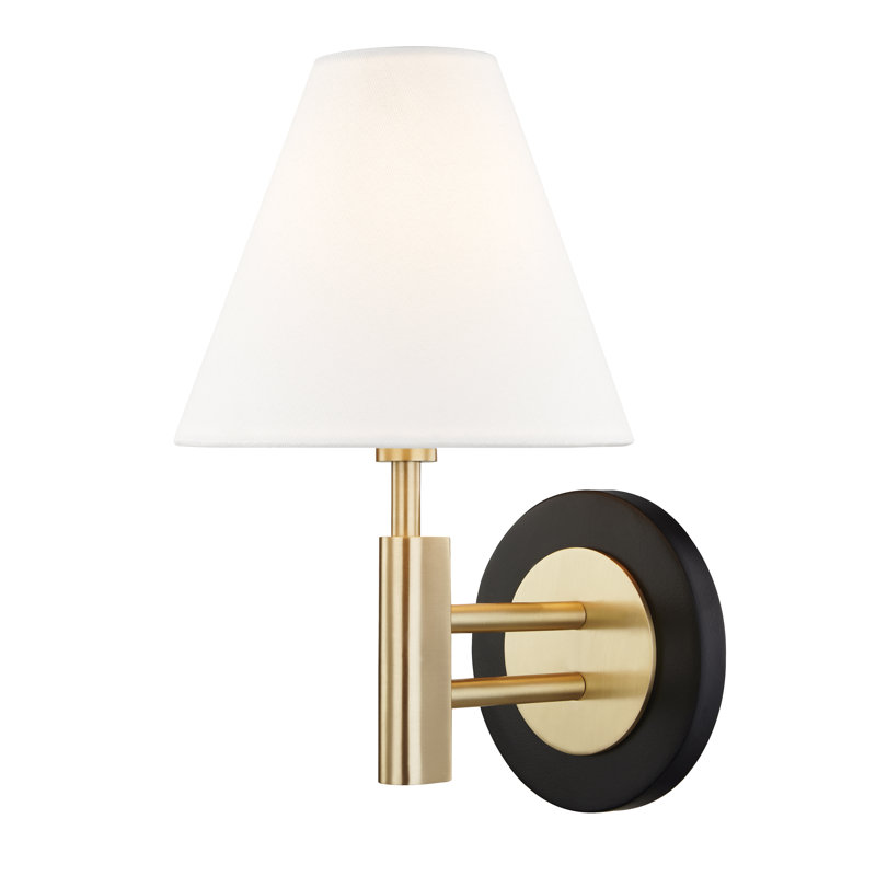 Robbie Steel Candle Wall Light, Aged Brass/Black