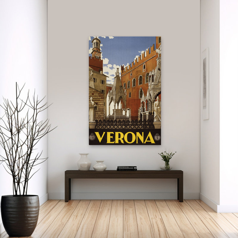 Verona Minimalist; Illustration de voyage et carte moderne, H 60 po x l 40 po