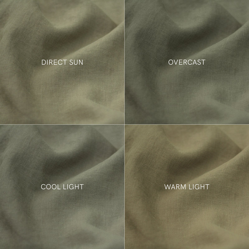 French Linen Box Stitch Quilted Sham Set, Moss, King