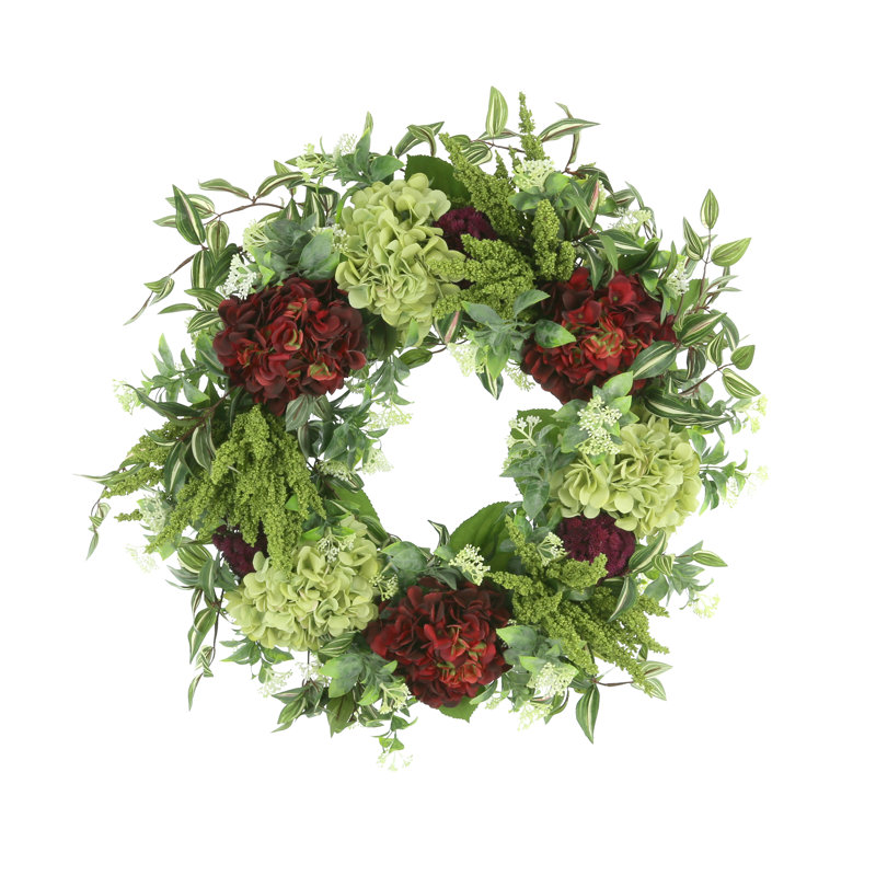 29" Grapevine Wreath With Hydrangea, Heather & Ivy