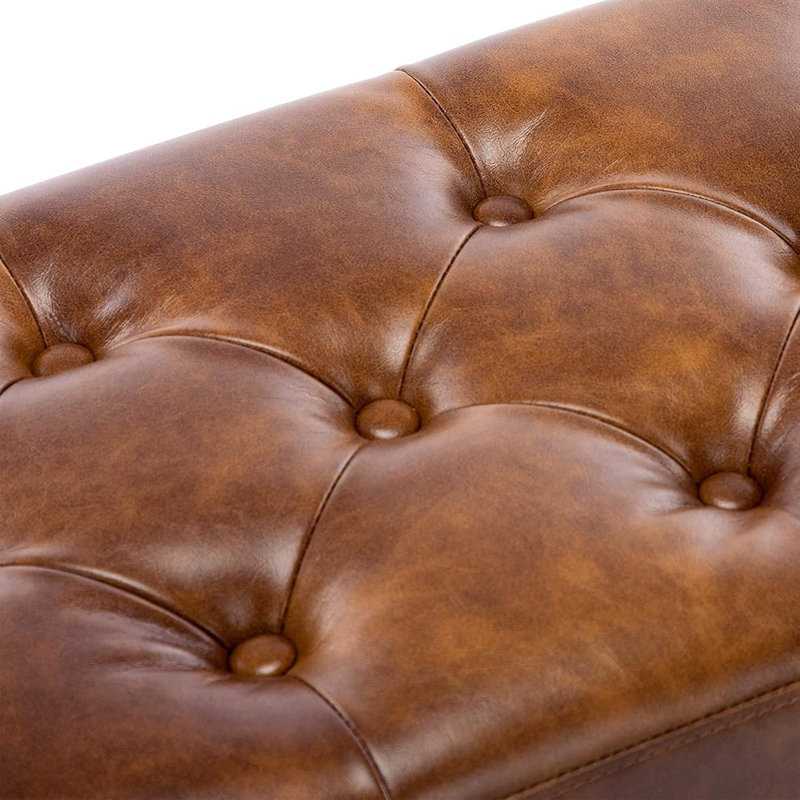 Banc de chambre rembourré avec repose-pieds en cuir et banc d'appoint